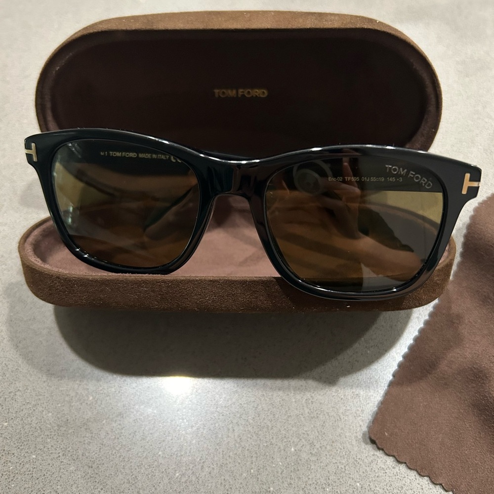 Tom Ford Black Sunglasses with Brown Case